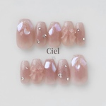 【size order】ネイルチップ リボンネイル チークネイル ハートネイル ピンクネイル シンプルネイル キラキラ 韓国ネイル ワンホンネイル 冬ネイル 春ネイル ちゅるんネイル