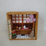 猫のいる縁側（春）