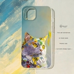 手のひらの中の絵画展~凛々しい猫さん~　iPhone・Android・スマホ　クリアケースカバー　パレットナイフペインティング　テクスチャ―アート　個性的　ギフト　▷chillgift_artwrk