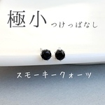 ３ミリ【つけっぱなし】極小 ブラック スモーキークォーツピアス
