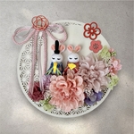 ひな祭り壁飾り✿桃の節句　壁掛けアレンジ✿ ギフト♡春　　色ピンク　うさぎ　ひなまつりアレンジメント　おひなさま　雛人形　縁起物　壁掛け飾り　