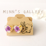 《新作》ぷっくりハートの押し花ピアス