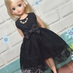 リカちゃん服ワンピース　〜黒チュール×リボン〜