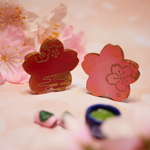 木製トレー（お花ぷっくり）桜リバーシブル　１枚　ミニチュア