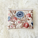 【再販】【受注制作】［blue×pink］💙🩷インド刺繍リボン　ポケットティッシュポーチ