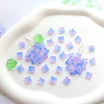 オリジナル新作★8mm アジサイ　クローバー　お花のガラスビーズ　パープル×ブルー