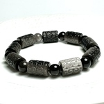 【専用ページ】シルバーオブシディアンのチューブ型マニ車彫りのブレスレット❣️❣️