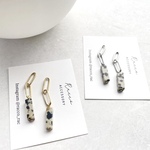 chain＋darmatian jasper pierce ステンレスピアス　ノンホールピアス変更可