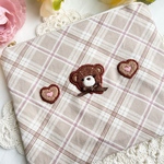 チョコレート　くまさん　刺繍　フラット　ポーチ　A