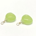 【天然石チャーム】イエローグリーンジェード　14kgf　マロン　２個　ハンドメイド素材