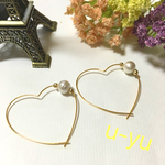 再販 ハートフープパールピアス