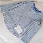 重ね着風長袖Tシャツ9095★イカリ×ブルー×ストライプ