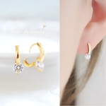 新作　新色追加　2カラー　シンプル　高品質　存在感　 大人女子　ひと粒　stone　18k　18kgp　太め　フープ　ピアス