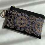 インド刺繍リボンポーチ　ファスナーポーチ