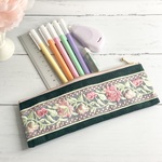 畳縁と刺繍リボンのスリムポーチS/蓮