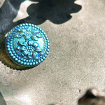 【1コずつ販売】#czech glass button#チェコボタン　Edelweißflower23㍉  blue/metallic blue金具型