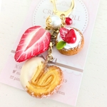 いちご & いちごデニッシュ パルミエ♡ キーホルダー フェイクスイーツ