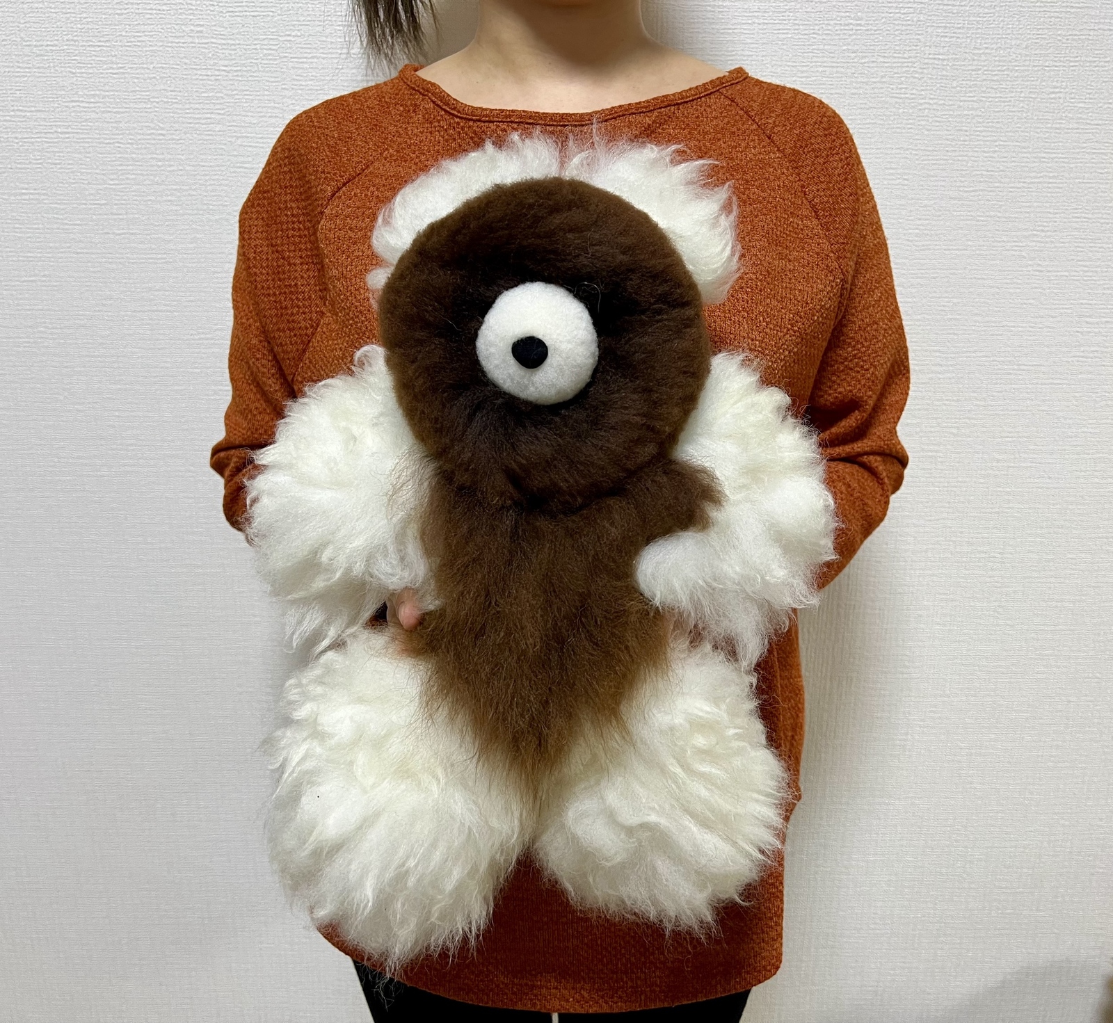 【メルメル品】アルパカ テディベア ベビーアルパカ100% L ペルーからやってきました ベビーアルパカ100%の クマの