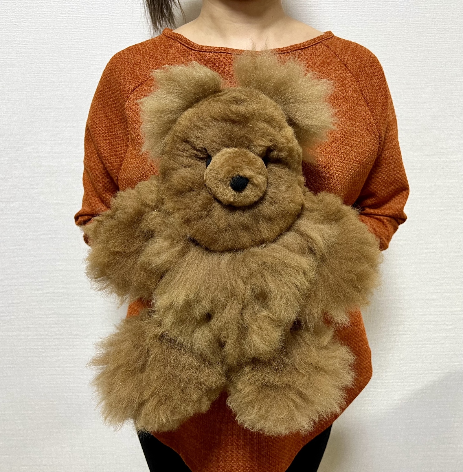【メルメル品】アルパカ テディベア ベビーアルパカ100% L ペルーからやってきました ベビーアルパカ100%の クマの
