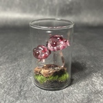ガラスのきのこオブジェ　ピンク
