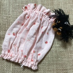 Wガーゼスヌード　花の刺繍ステッチ＆いちごプリント　ピンク