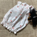 Wガーゼスヌード　花の刺繍ステッチ＆いちごプリント　ホワイト