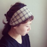  3度目の再販 ナチュラル  コットン ヘアバンド  ベージュチェック