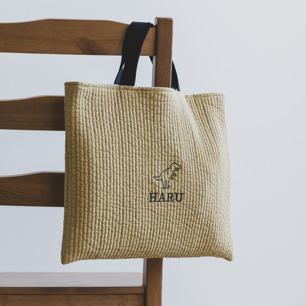 大きめ　レッスンバッグ 上履き入れ　コップ袋　ヌビ　恐竜刺繍 4807ef9f667bc1d3c0c408314a8d40