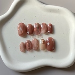 ネイルチップ｜お花　ニュアンス　淡色　ボルドー　ミラー　ぷっくり　キラキラ　フラワー　上品　可愛い　春　お呼ばれ　ブライダル　結婚式　卒業式　