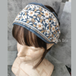 インド刺繍花柄ヘアバンド　幅広ターバン