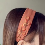 夕焼け色の葉っぱの刺繍カチューシャ＊*