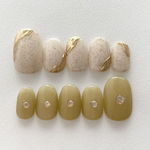 【再販】pear green×sand nuance                                    ネイルチップ　ジェルネイル　ニュアンス　グリーンネイル　緑
