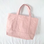 PCA4/国産綿100%帆布肩掛けつりポケット丈夫長持ちシンプル無地大きめ大容量L通勤トートバッグスモークピンク可愛いクリスマスプレゼント