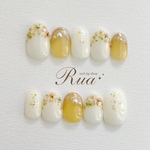 押し花ネイル𓍯　yellow ver.　ネイルチップ　春ネイル　フラワーネイル　イエローネイル　入学式　卒業式　結婚式　前撮り　推し活　花嫁　ブライダル　ウェディング　お呼ばれ