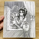 ペン画/イラスト原画 「MAKE UP」
