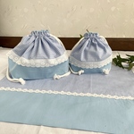 お弁当袋3点セット(水色ギンガムチェック)コップ袋　お弁当袋　ランチョンマット