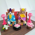 【フェルト】ねこひな飾り（ハチワレと茶）