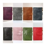 カード18枚収納！大容量、コンパクトウォレット、皮革財布、ファスナー付き、ブラウン、ピンク、カードケース、N50219