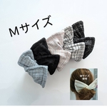 New❤︎Mサイズ・デフトバン☆ツイード・ブルーMIX★ヘアアクセサリー  お団子メーカー フォーマル