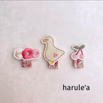 刺繍ネームタグ 3個セット 花 鳥 さくらんぼ