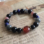 レッドアゲート × トルマリンルチルクォーツ / 天然石ブレスレット