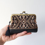 indian embroidery　がま口ミニ財布・小物入れ　BLACK