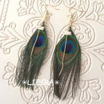 16kgp天然石✳︎天然孔雀フェザーピアス