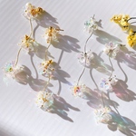 【送料無料】 夏 大人気♡ オーロラ 小花 華奢 お花 フラワー ピアス イヤリング ブライダル ウェディング 結婚式 ロング 可愛い パール ゴールド シルバー アレルギー対応 ステンレス 24金