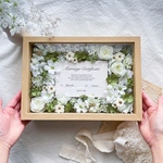 ゲストと作る＊お花の結婚証明書（ホワイト&グリーン）　アーティフィシャルフラワー　結婚証明書　結婚誓約書　ウェディング　セレモニー　ゲスト参加型