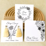 55正方形〈花ブーケ〉のアクセサリー台紙20枚 名入れ無料　特厚　角丸オプション　手作り