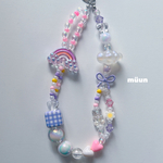 🌈💜虹ビーズストラップ　ビーズ　アクセサリー　ストラップ　iPhoneケース iPhoneストラップ プラパーツ　レジンアクセサリー　ビーズアクセサリー