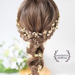 【new】№72　小枝アクセサリー　ウェディング  ヘアアクセサリー　ブライダルアクセサリー　ブライダル　ヘッドドレス　パール  ゴールド　Uピン　花　プチプラ　ビジュー　卒業式　成人式　髪飾り　小枝