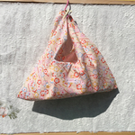 クリーム色に梅柄のあずま袋（和柄・着物柄）