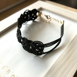 水引きアクセサリー　あわじ結びブレスレット　漆黒　No.349